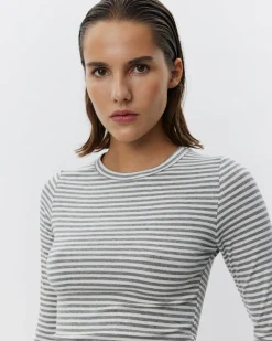 PETRICIASW STRIPE T-SHIRT LONG SLEEVE - Grey Striped