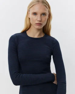 PETRICIASW STRIPE T-SHIRT LONG SLEEVE - Navy Black striped