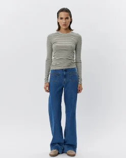 PETRICIASW STRIPE T-SHIRT LONG SLEEVE - Army striped