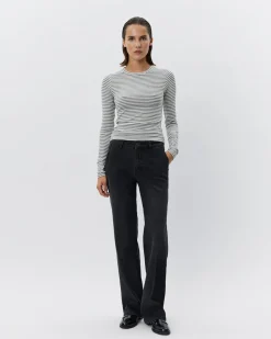 PETRICIASW STRIPE T-SHIRT LONG SLEEVE - Grey Striped