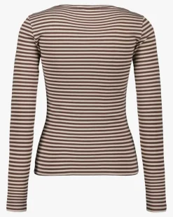 PETRICIASW STRIPE T-SHIRT LONG SLEEVE - Brown Striped