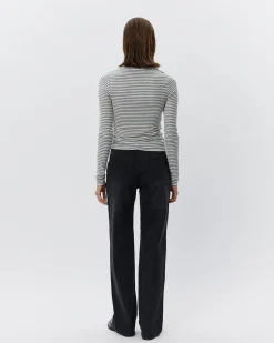 PETRICIASW STRIPE T-SHIRT LONG SLEEVE - Grey Striped