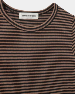 PETRICIASW STRIPE T-SHIRT LONG SLEEVE - Light Brown Black striped