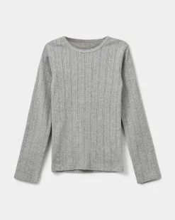 PetriciaSY Pointelle Longsleeve Tee - Grey mel