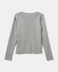 PetriciaSY Pointelle Longsleeve Tee - Grey mel