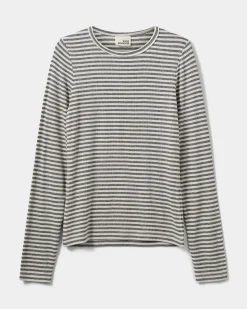 PETRICIASY T-SHIRT LONG SLEEVE - Grey Striped