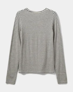 PETRICIASY T-SHIRT LONG SLEEVE - Grey Striped