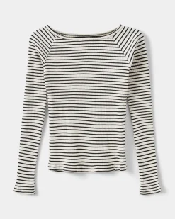 SOMASY T-SHIRT LONG SLEEVE - Black striped