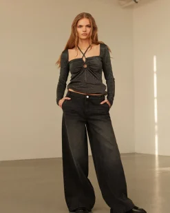 TALISW BLOUSE - Black glitter