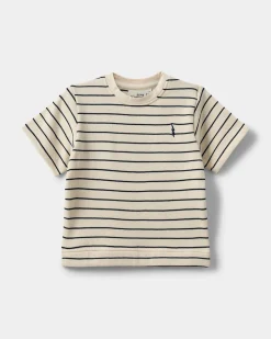 THEISSB T-SHIRT - Antique White w Blue