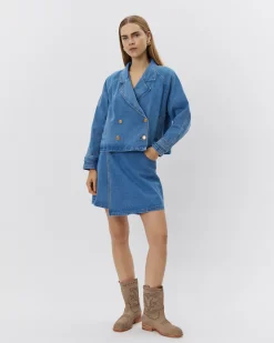 THINASW SKIRT - Denim blue