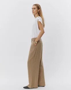 VIVASW TROUSERS - Light Brown Striped
