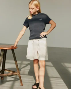 ZAHRASY SHORTS - Antique White w Blue