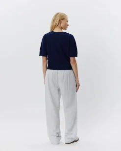 ABIGAILESW TROUSERS - Antique White w Blue