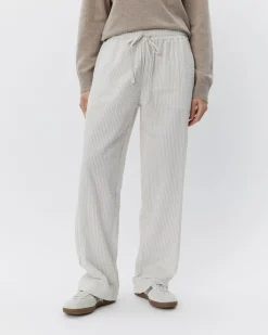 ABIGAILESW TROUSERS - Antique White w Black