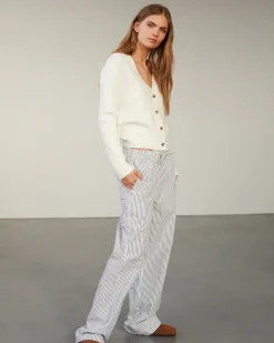 ABIGAILESW TROUSERS - Dark Blue striped