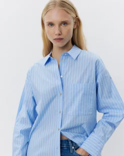 ADALENESW SHIRT - Light Blue striped