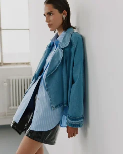 ADALENESW SHIRT - Light Blue striped