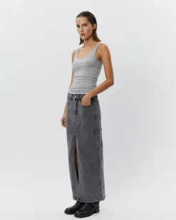 ALAYASW SKIRT - Grey Denim