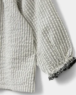 ALMINASB BLOUSE - Black thin stripe