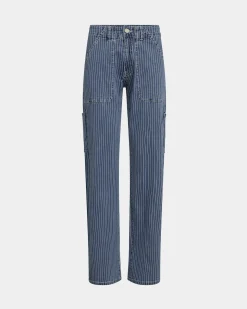 ANETTSW TROUSERS - Light Blue striped