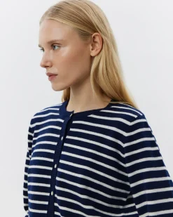 CISSESW STRIPE CARDIGAN - Dark Blue striped