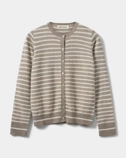CISSESW STRIPE CARDIGAN - Light Brown Striped