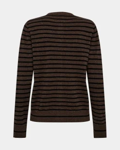 CISSESW STRIPE CARDIGAN - Dark Brown Black striped