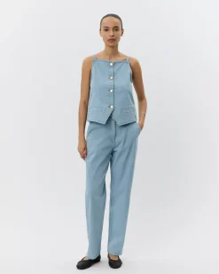 DEMISW VEST - Light Blue striped