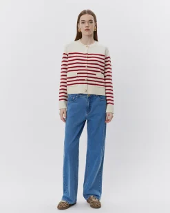 ELICASW CARDIGAN - Red Striped