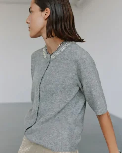 ELLERYSW CARDIGAN - Grey mel