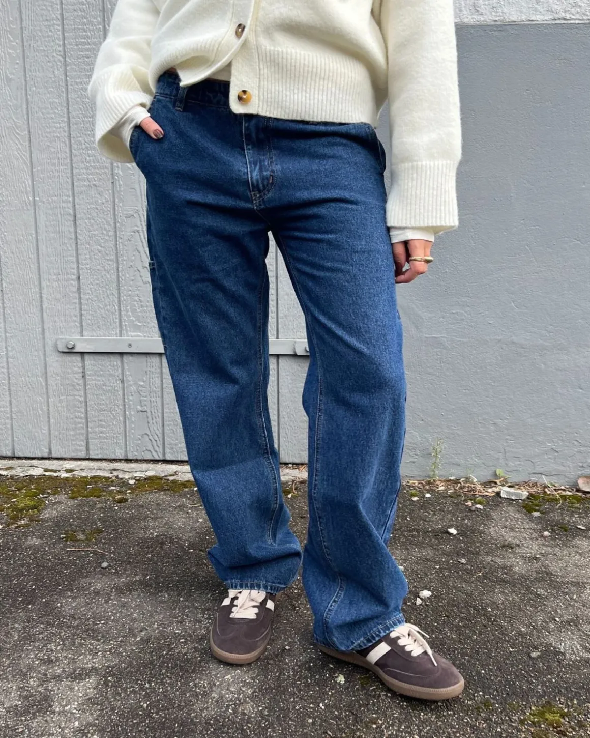 ELMINASW TROUSERS - Dark denim blue