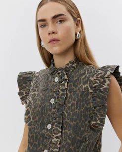 FARAHSW VEST - Light brown leopard