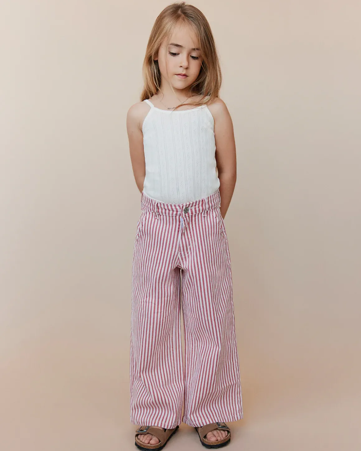 GITTESK TROUSERS - Red Striped