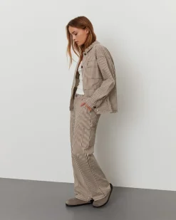 GITTESW TROUSERS - Brown Striped