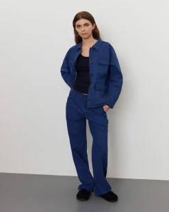 GITTESW TROUSERS - Cobalt Striped