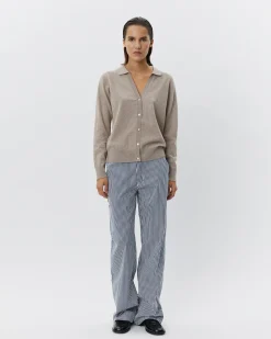 GITTESW TROUSERS - Dark Blue striped