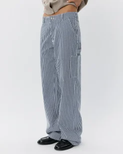 GITTESW TROUSERS - Dark Blue striped