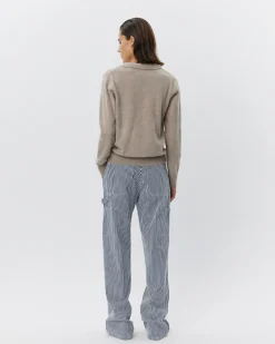 GITTESW TROUSERS - Dark Blue striped