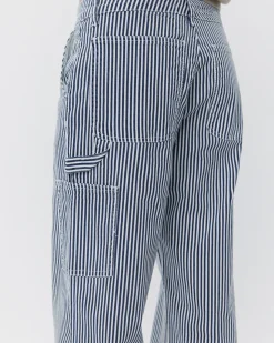 GITTESW TROUSERS - Dark Blue striped