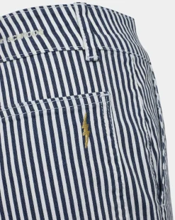 GITTESW TROUSERS - Dark Blue striped