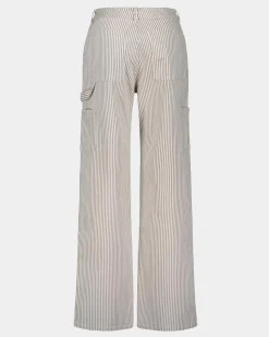GITTESW TROUSERS - Light Brown Striped