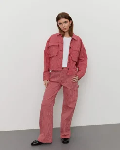 GITTESW TROUSERS - Red Striped