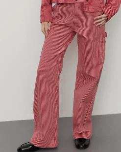 GITTESW TROUSERS - Red Striped
