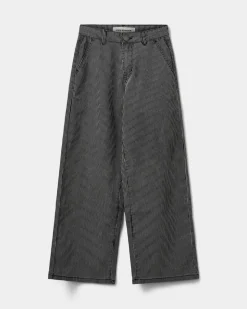 GITTESY TROUSERS - Black thin stripe