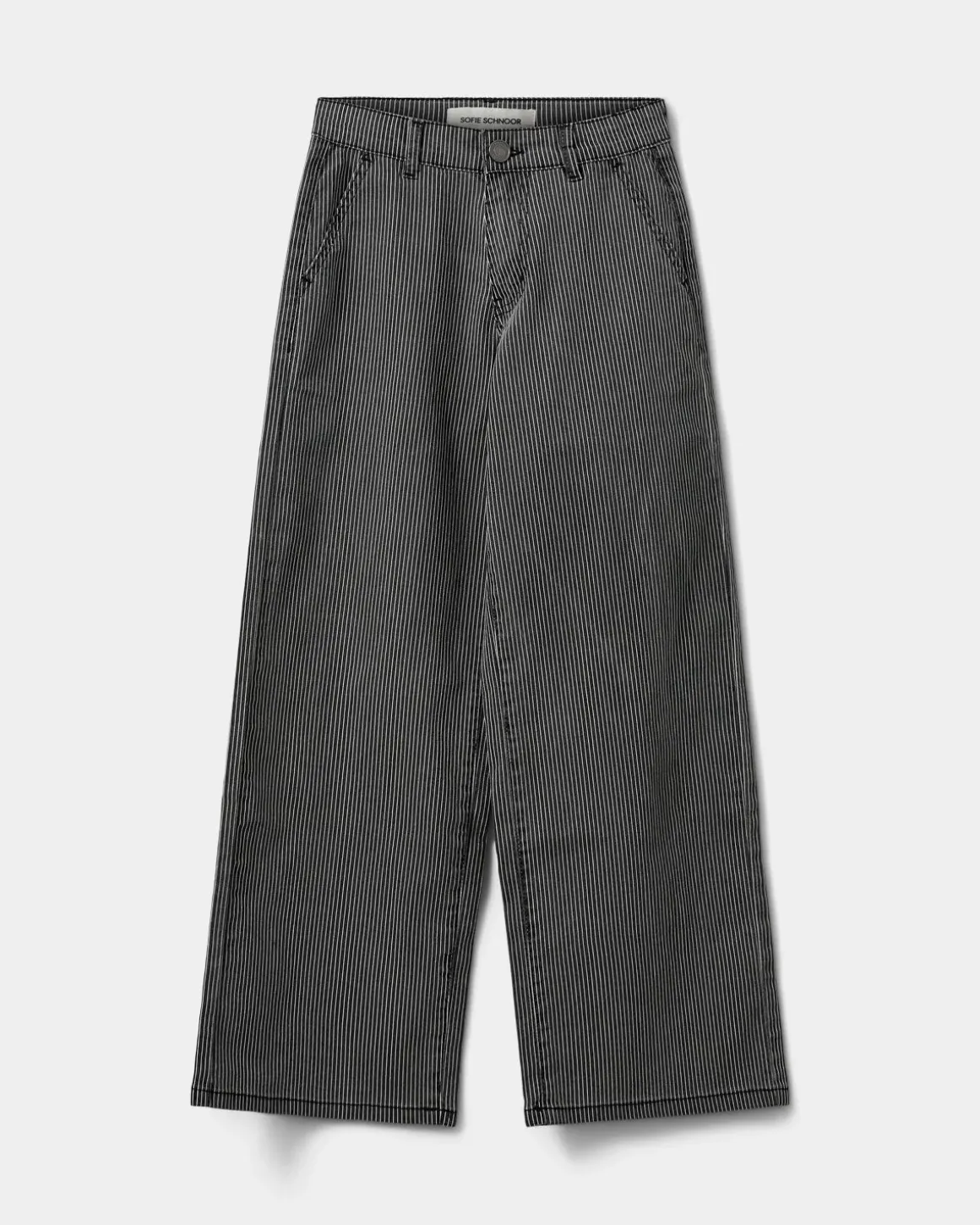 GITTESY TROUSERS - Black thin stripe