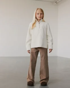 GITTESY TROUSERS - Brown thin stripe