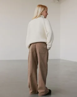 GITTESY TROUSERS - Brown thin stripe