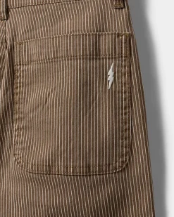 GITTESY TROUSERS - Brown thin stripe