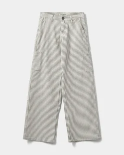 GITTESY TROUSERS - Light Brown Striped